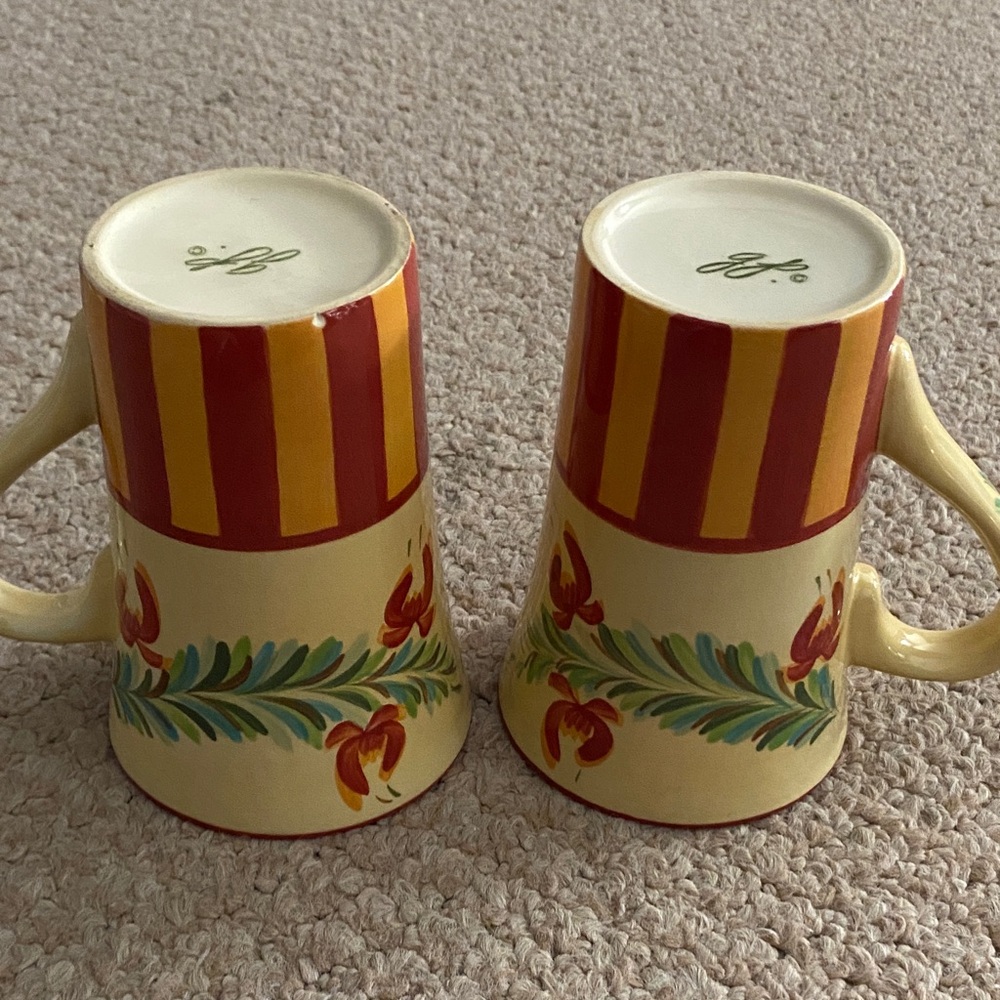 2 Vintage Gail Pittman Hand Painted coffee mugs Siena  Garland Pattern - Picture 17 of 17